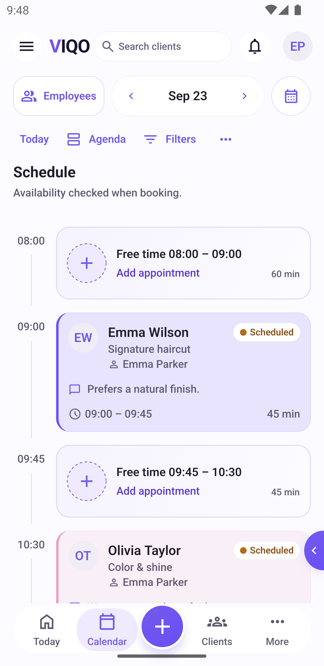 Day schedule